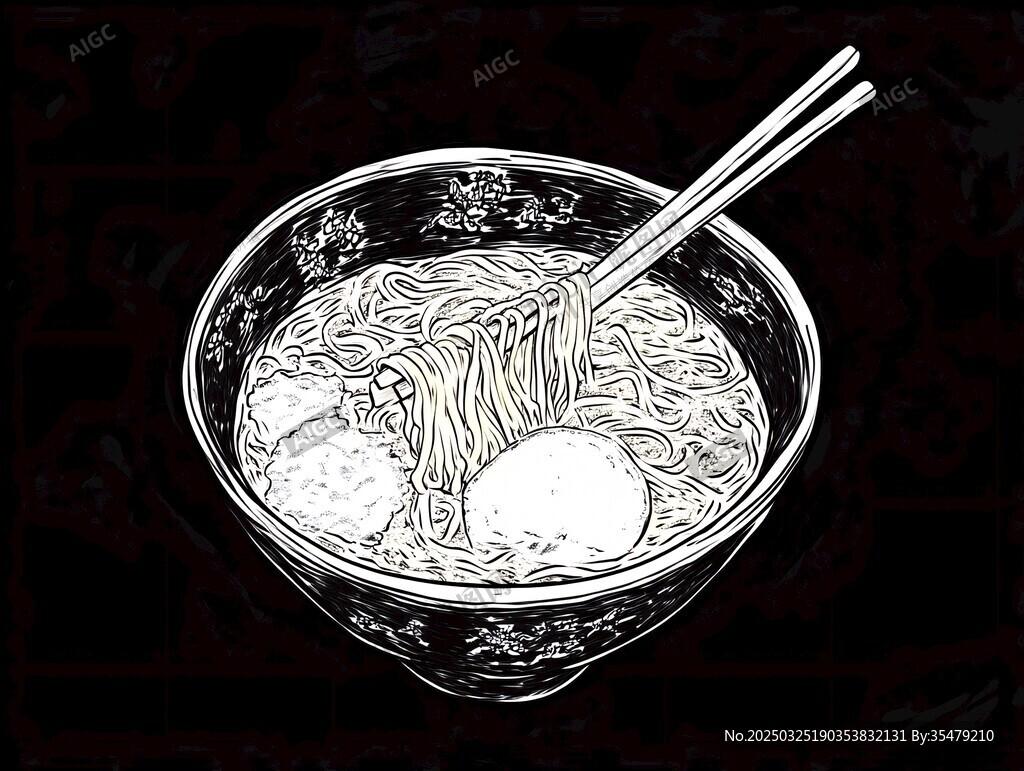 手绘一碗美味的汤面