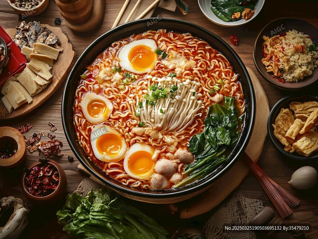 丰盛美味的豪华版泡面大餐