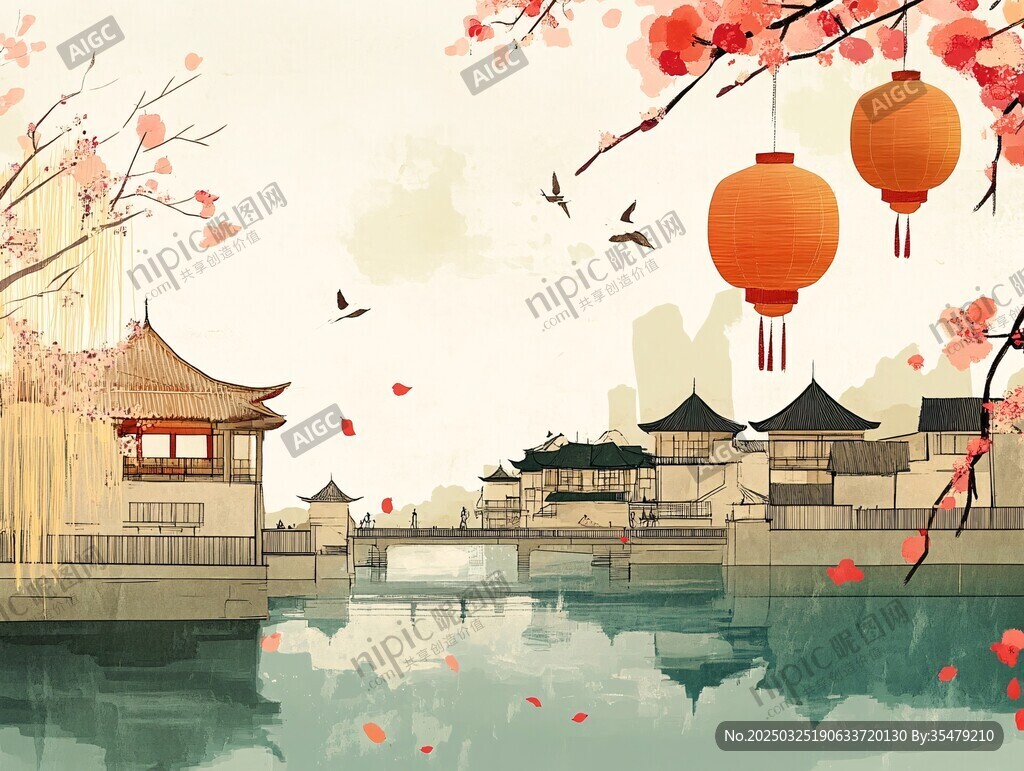 江南水乡春日古韵图景