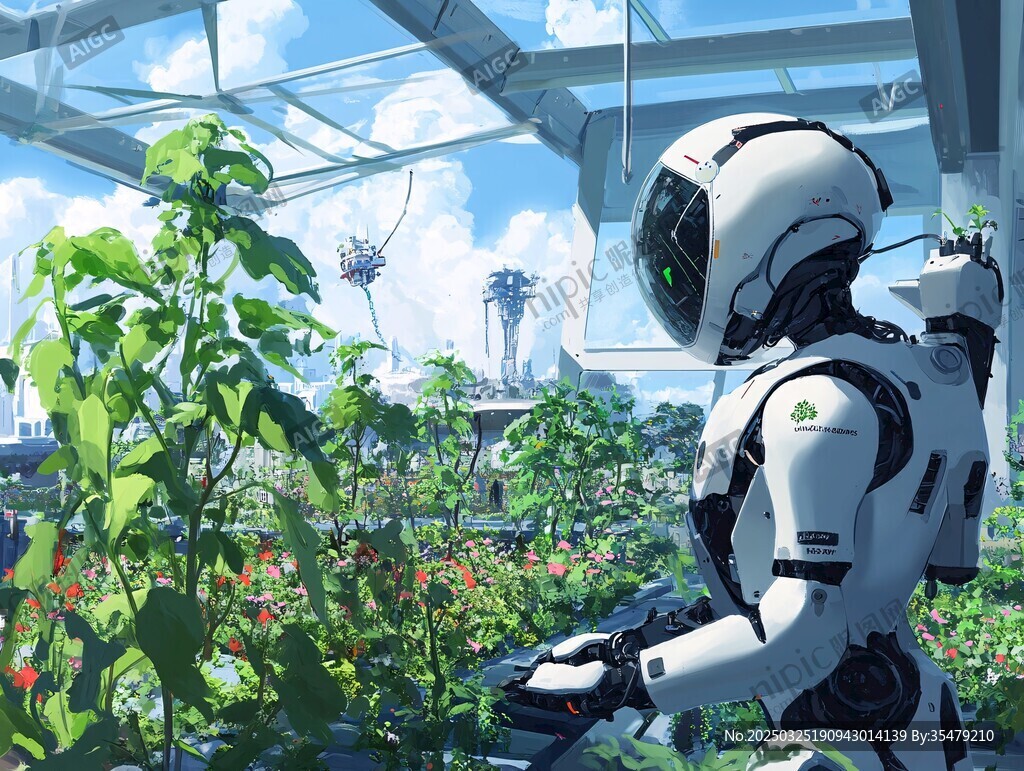 机器人在未来温室中劳作