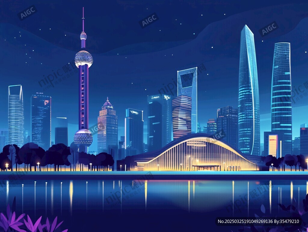 上海璀璨夜景城市风光