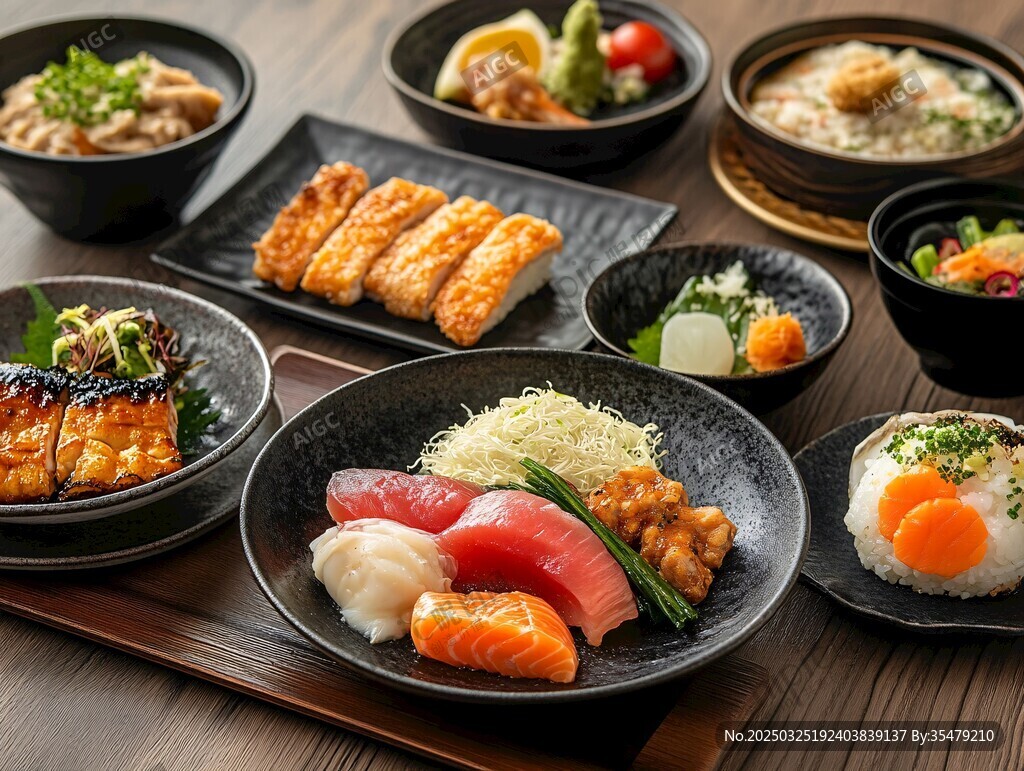 多样日式美食拼盘
