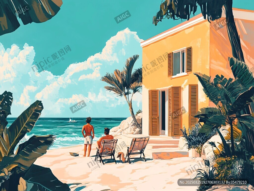 海滨小屋旁的惬意时光