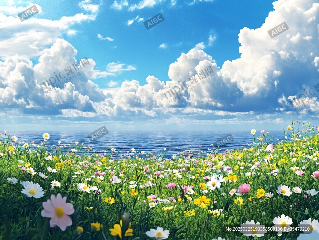 花海蓝天 自然美丽景致