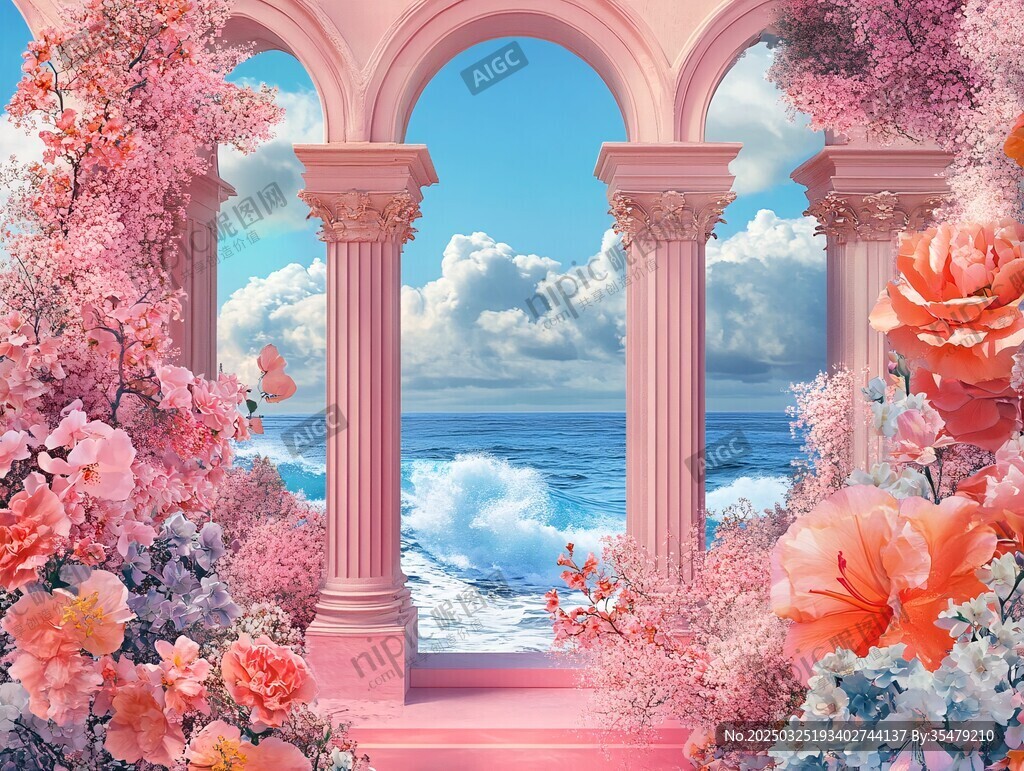 梦幻拱门花海海景风光