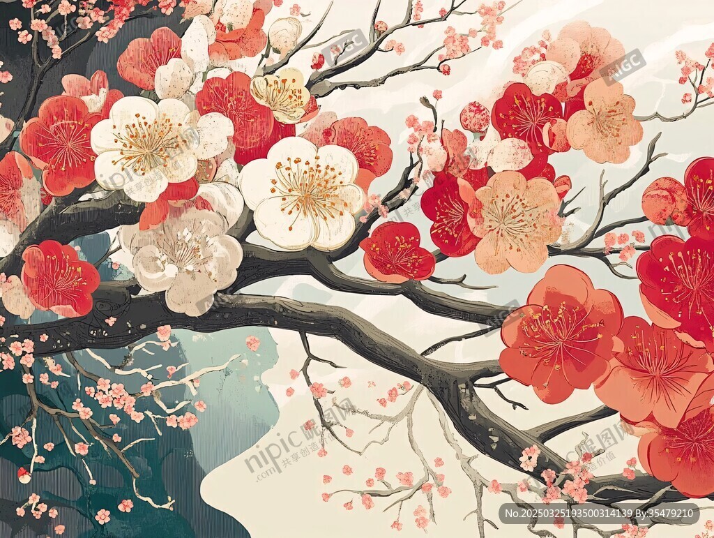 红梅绽放图