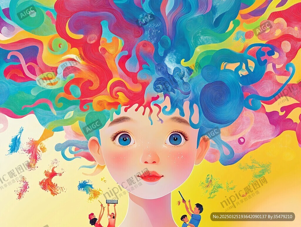 梦幻色彩女孩的奇幻想象
