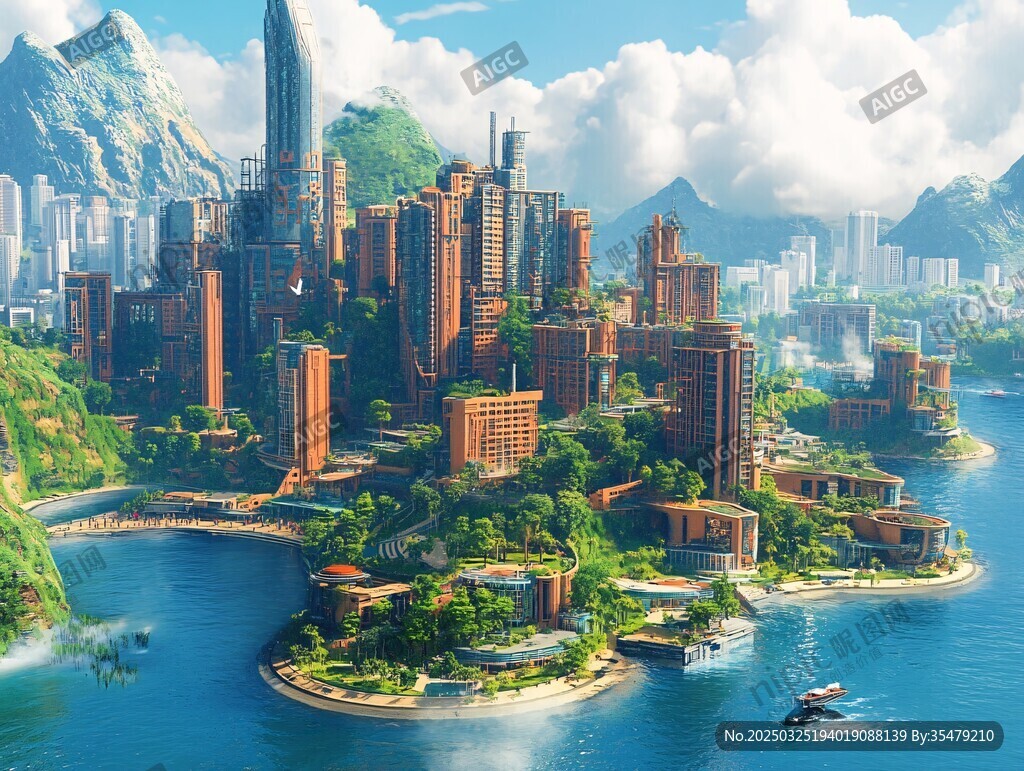 未来生态都市的壮丽景观