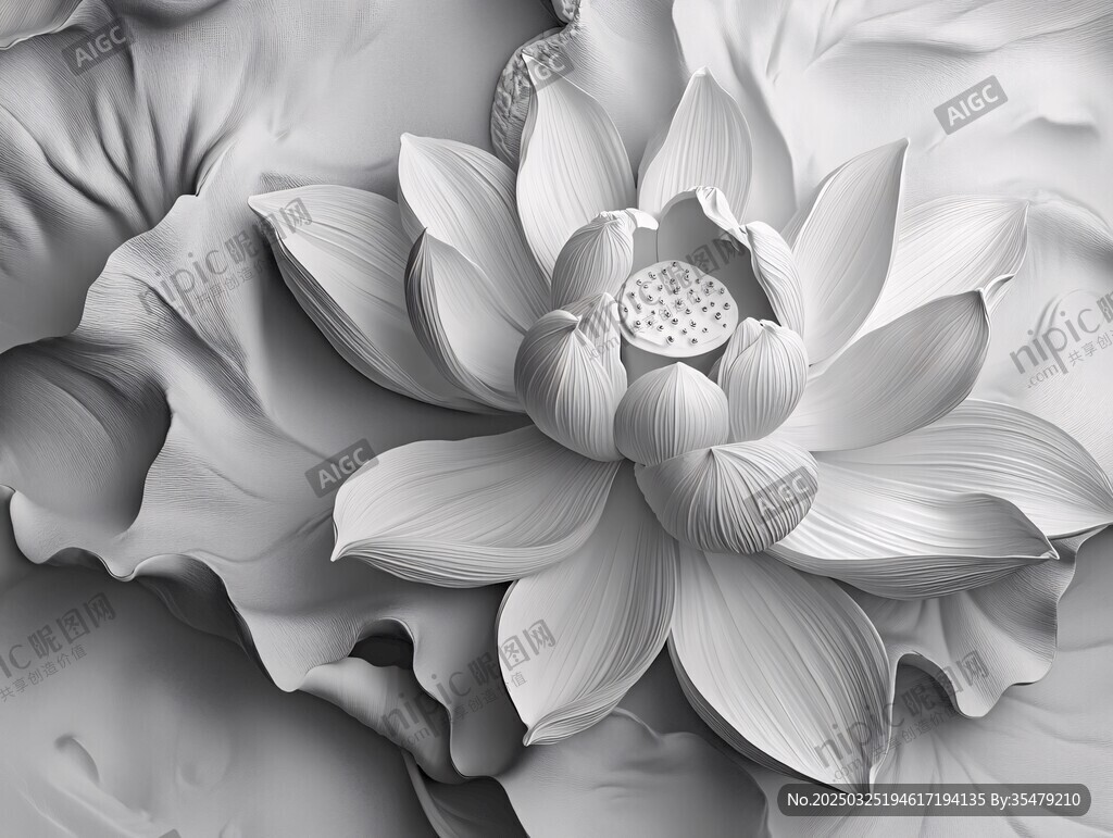 立体荷花浮雕艺术作品