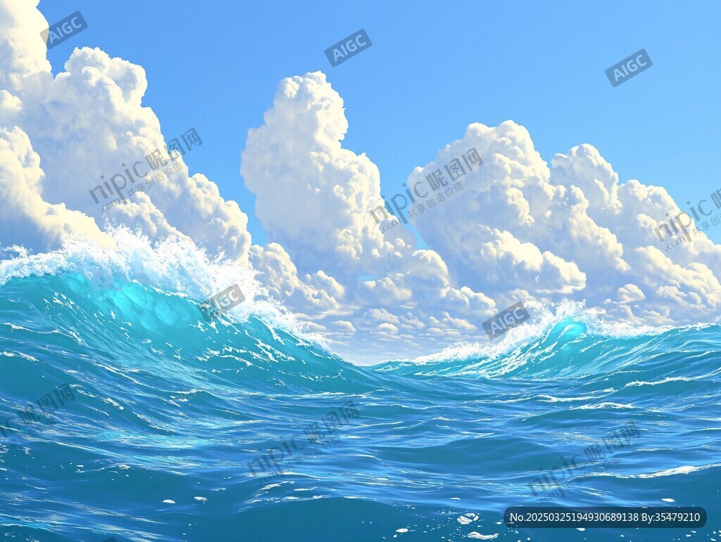 海浪翻涌的梦幻海洋景象