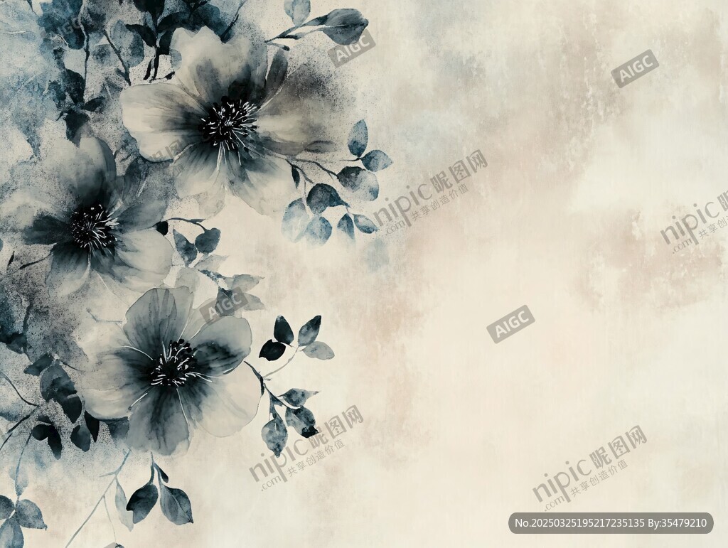 水墨花卉背景图
