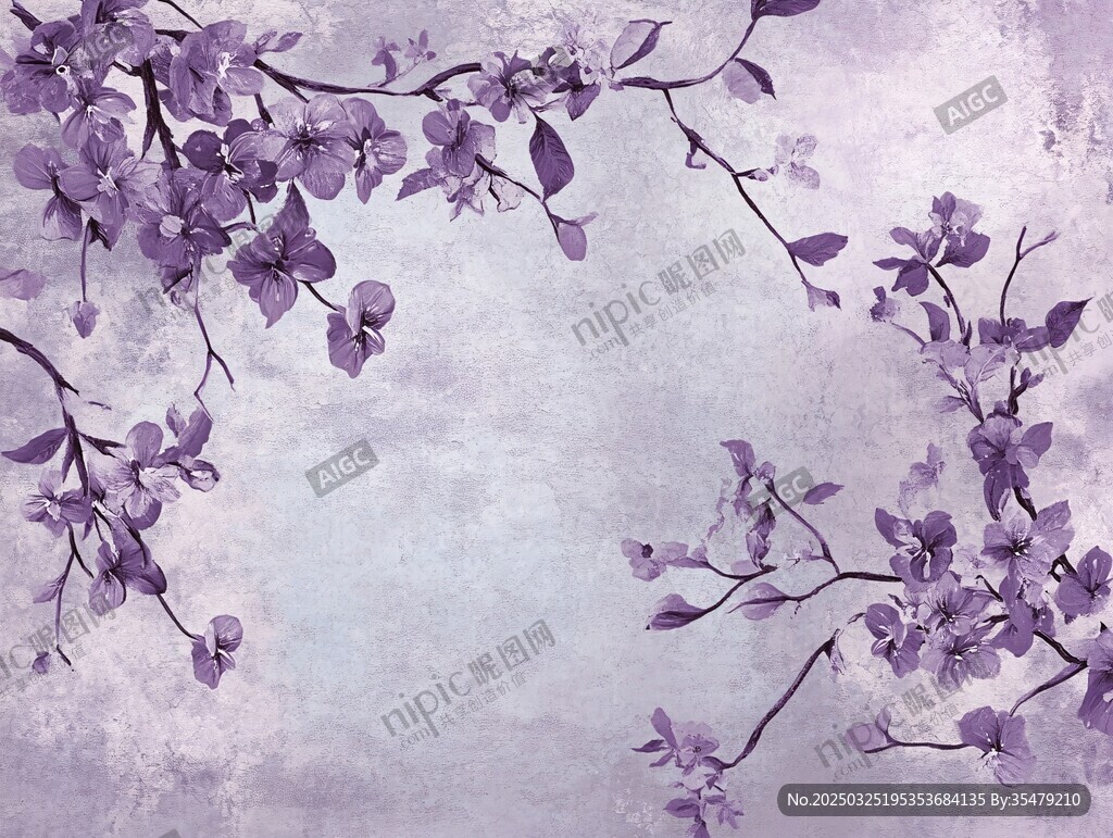 梦幻紫花枝条背景图