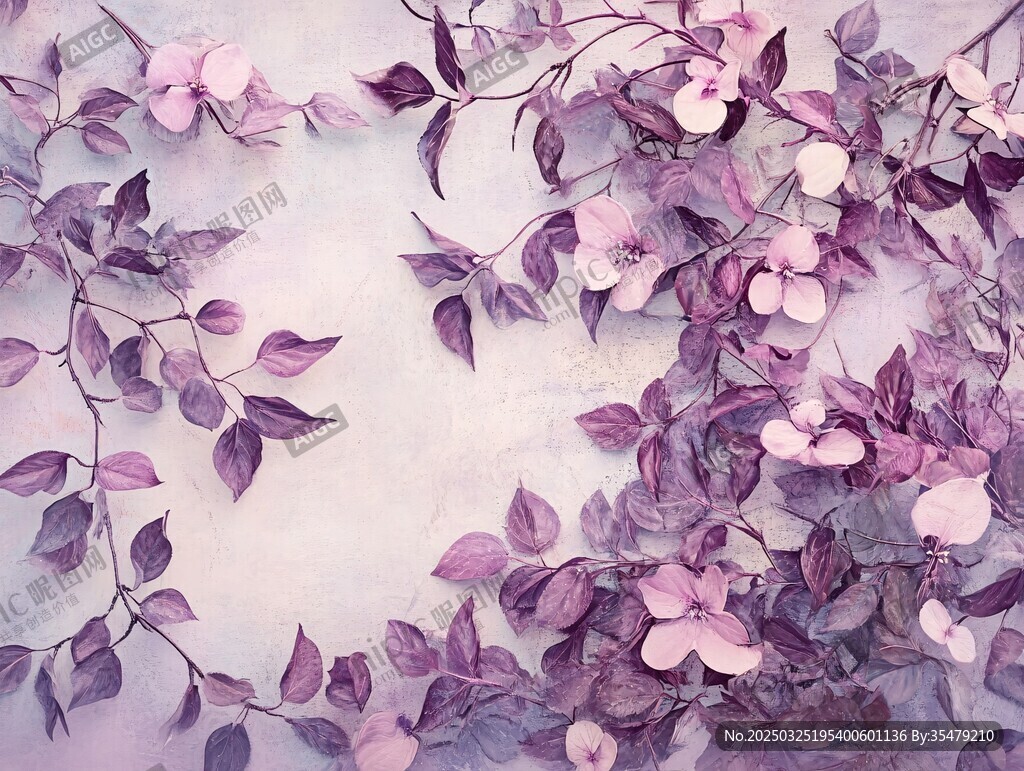 梦幻紫粉花卉背景图