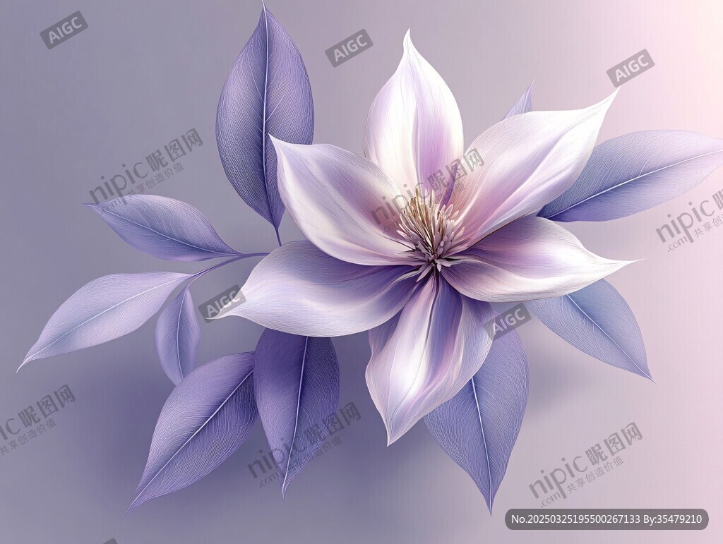 梦幻紫色花朵插画