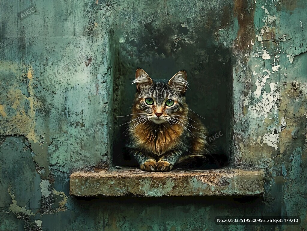 窗台上的斑纹猫