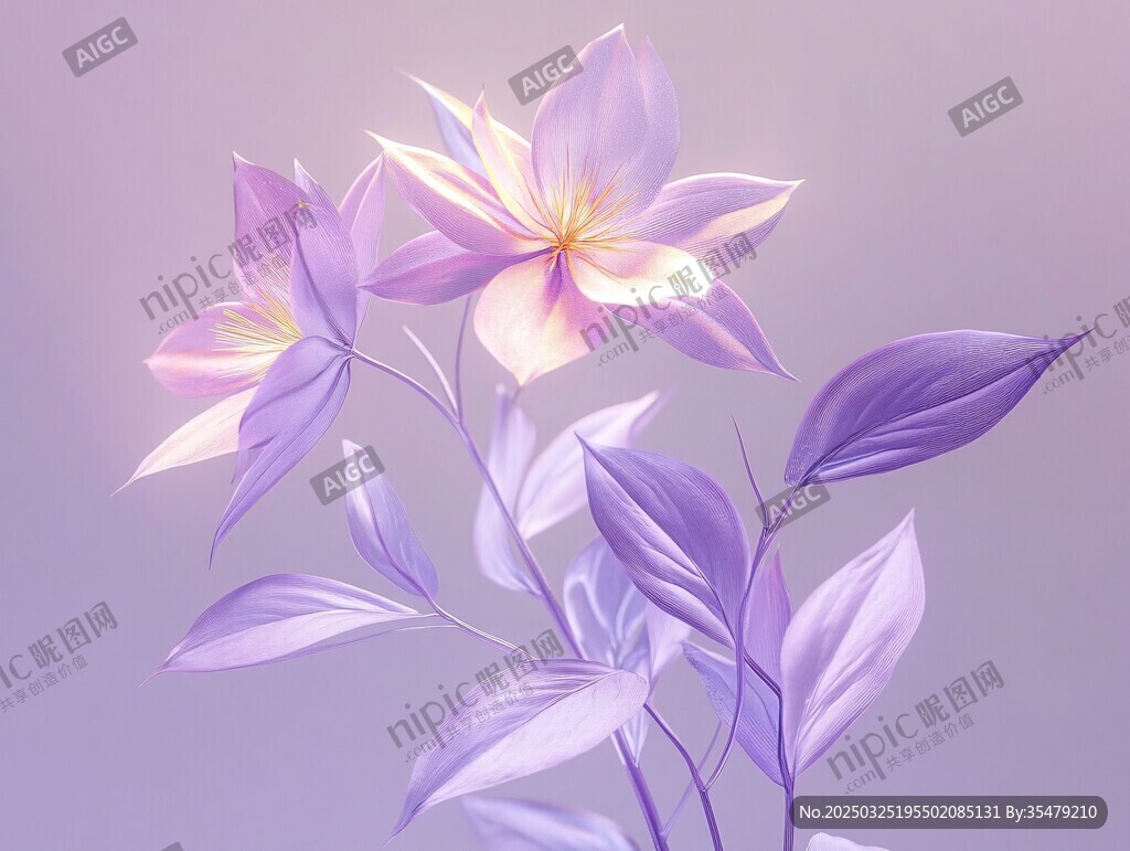 梦幻紫色花卉插画