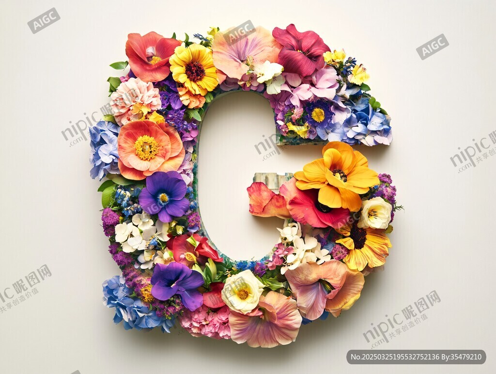 花卉拼成的字母G