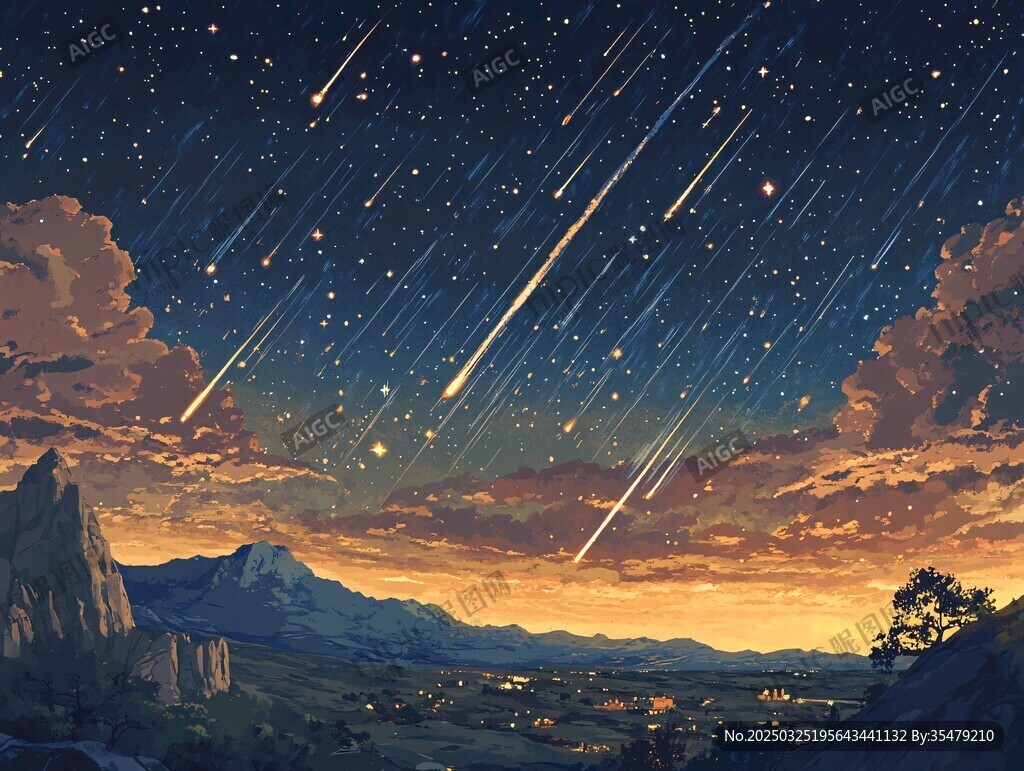流星划过壮丽夜空景象