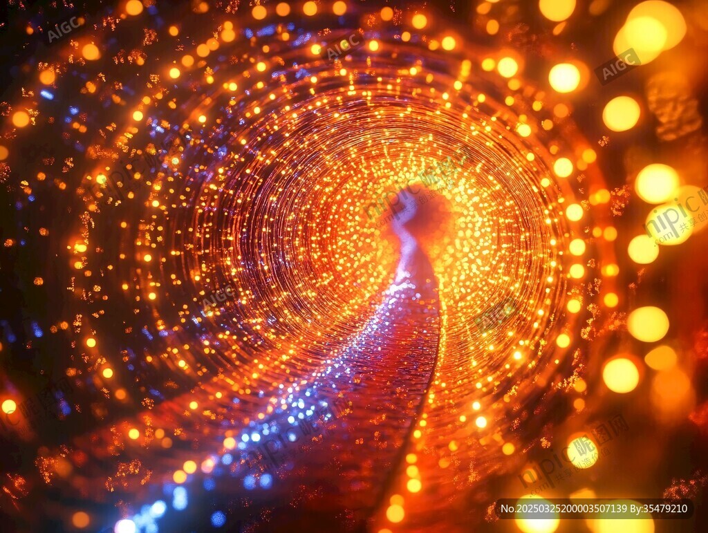 梦幻光影隧道中的神秘身影
