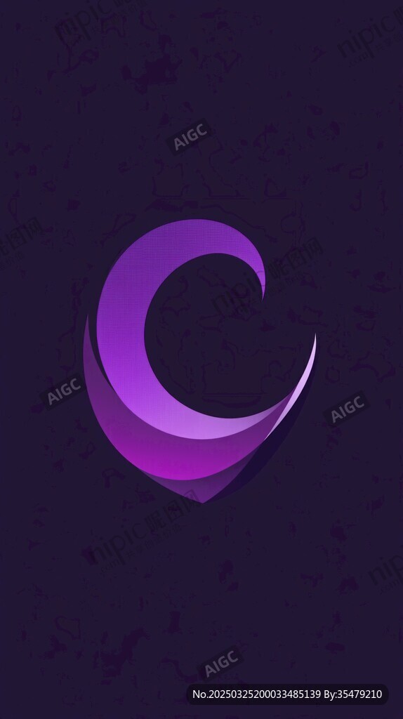 紫色渐变C形创意标志