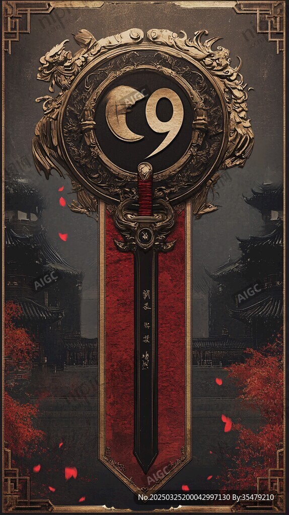 古风神秘太极图案装饰宝剑