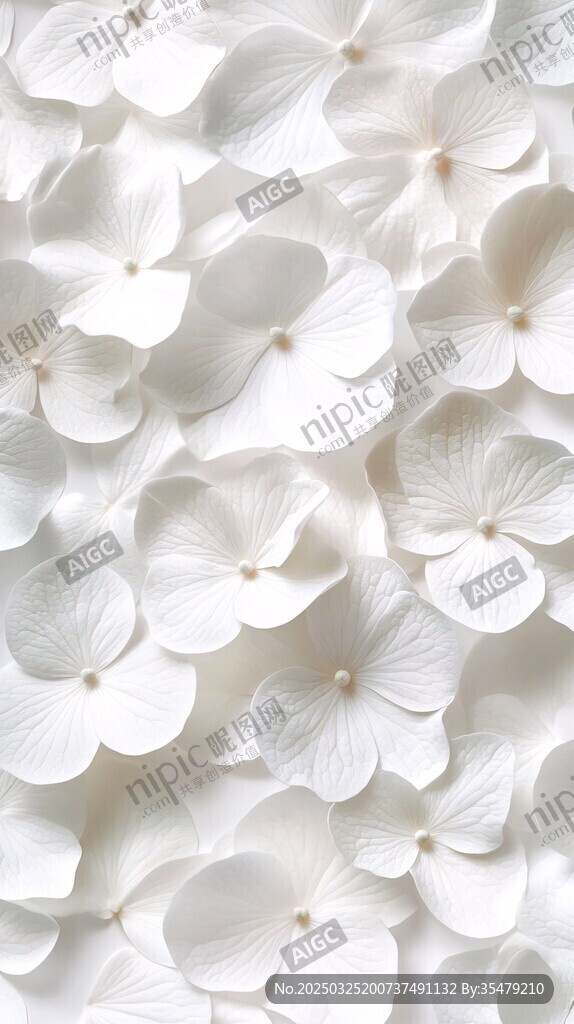 白色绣球花密集美丽画面
