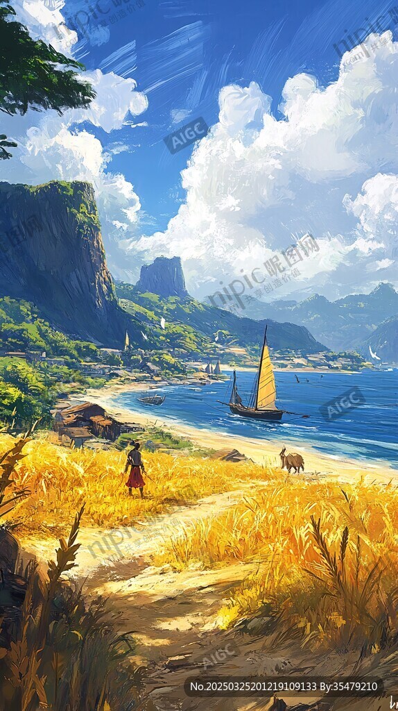 海边漫步的惬意风景