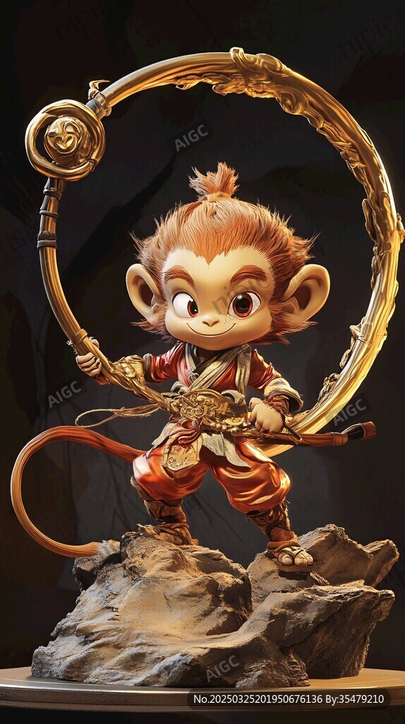 小悟空持金箍棒雕塑摆件