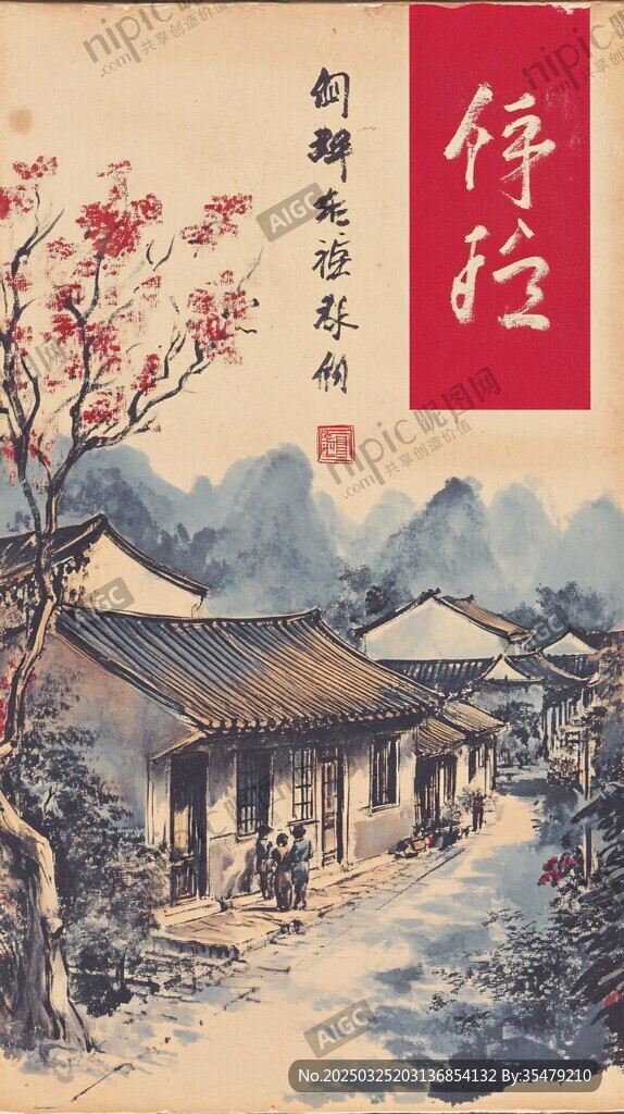 中式村落古风诗意画卷
