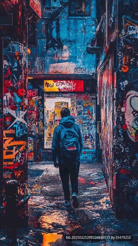 孤身漫步涂鸦小巷