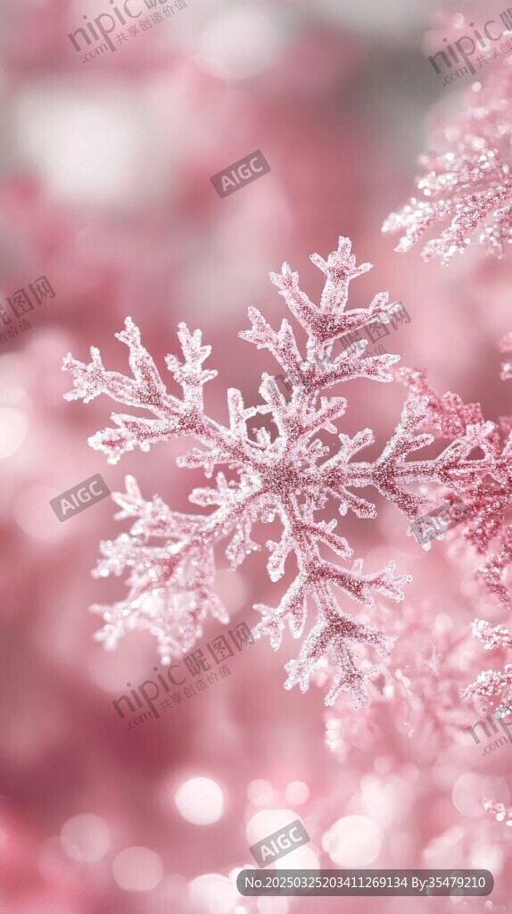 梦幻粉色雪花特写