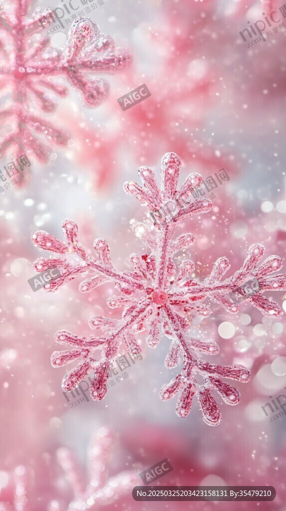 梦幻粉色雪花背景图