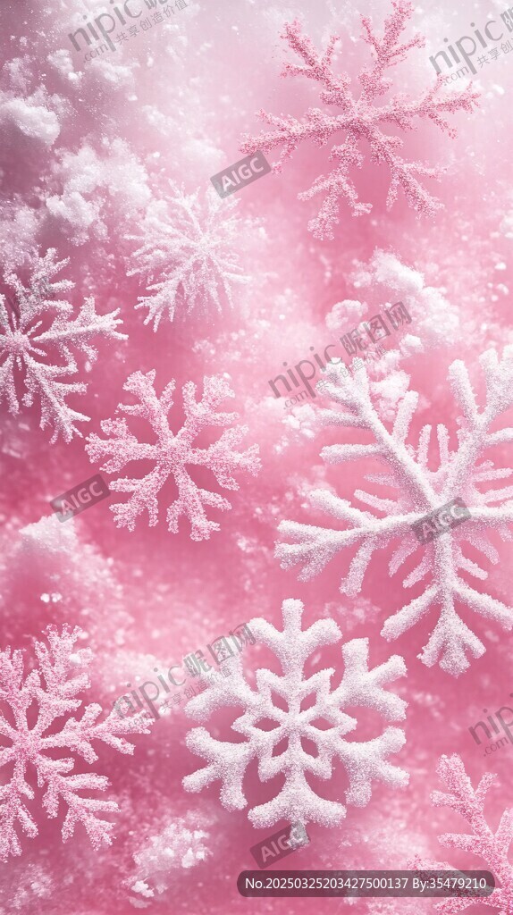 梦幻粉色雪花背景图