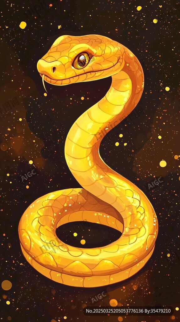 金色灵蛇插画 神秘氛围