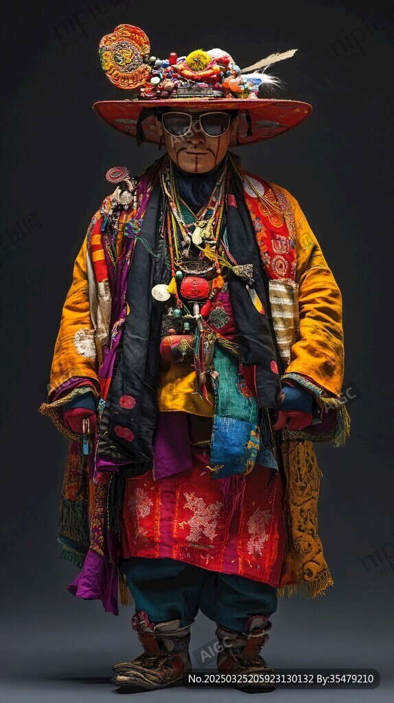 藏族传统服饰老者造型