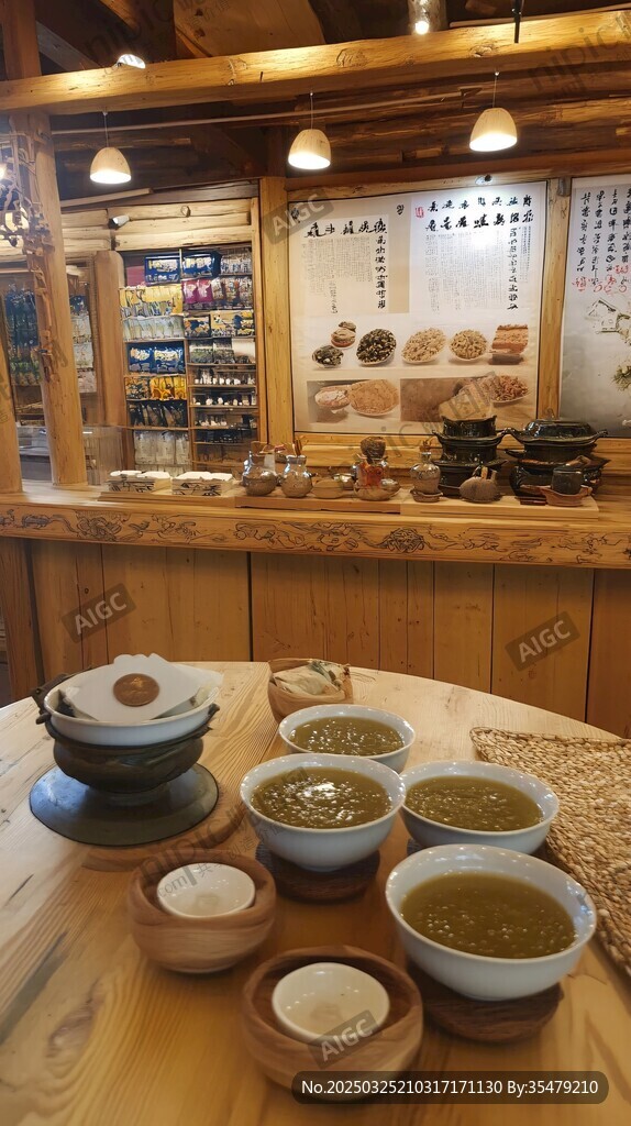 韩式餐厅内的特色美食陈列