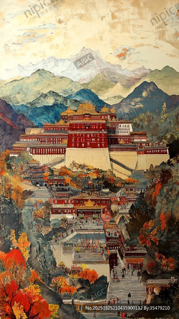 秋日布达拉宫壮丽景致