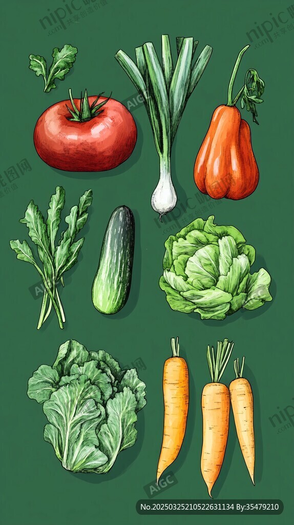 多彩新鲜蔬菜插画集合