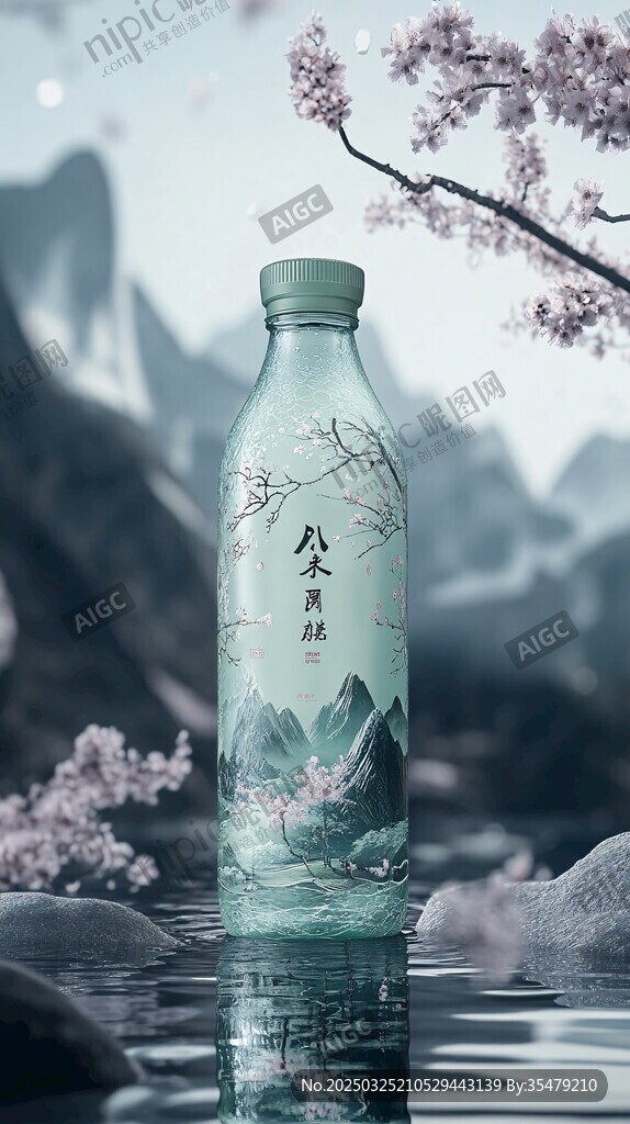 山水樱花间的八享时水瓶