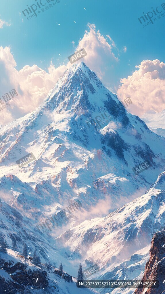 巍峨雪山映蓝天