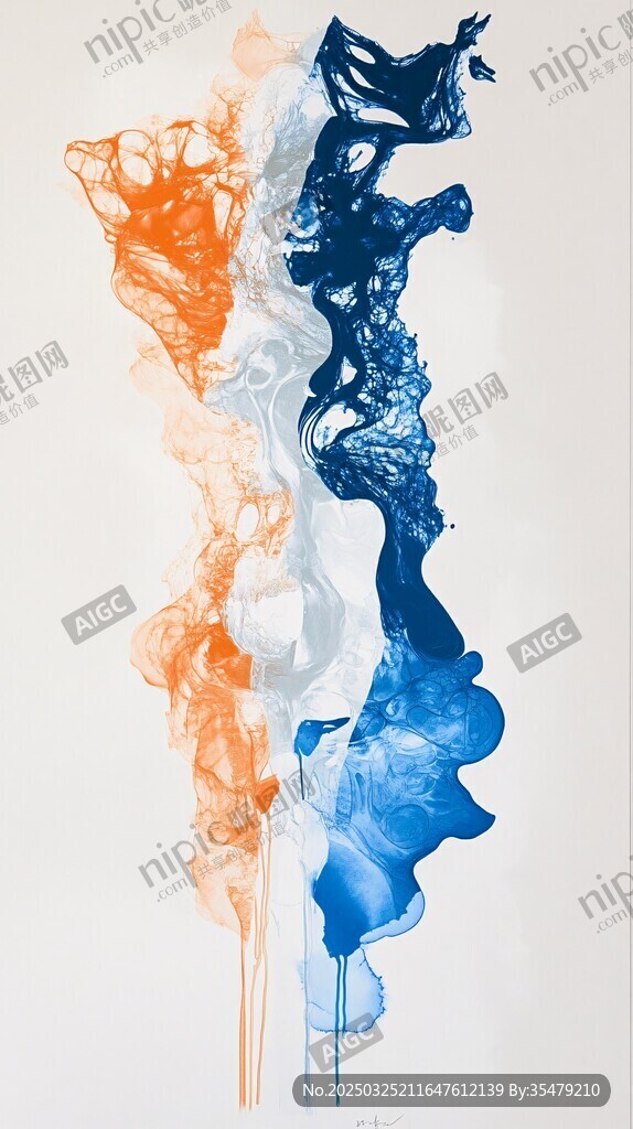 水墨色彩交融艺术画面