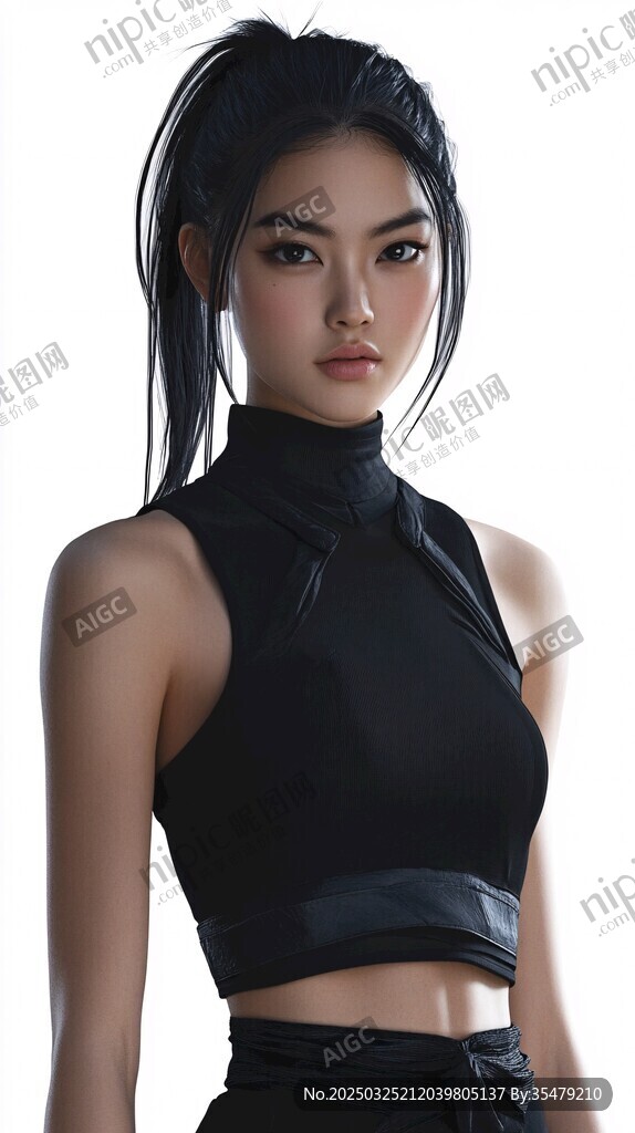黑色系高马尾酷飒女生