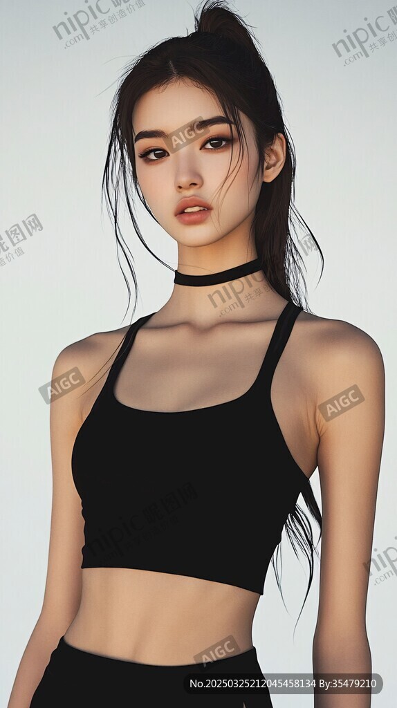 时尚酷感黑衣美少女