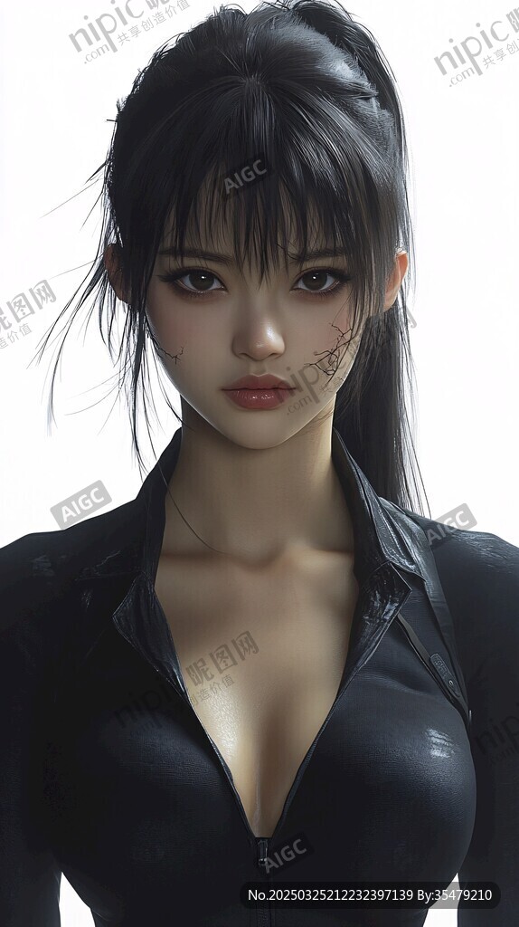 冷艳黑衣美女的魅力瞬间