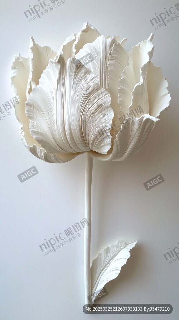 白色立体纸艺郁金香花朵