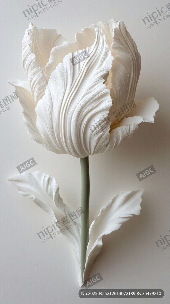 白色立体纸艺郁金香花朵