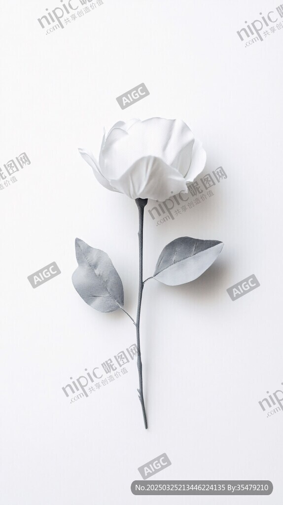 白色折纸玫瑰静物展示