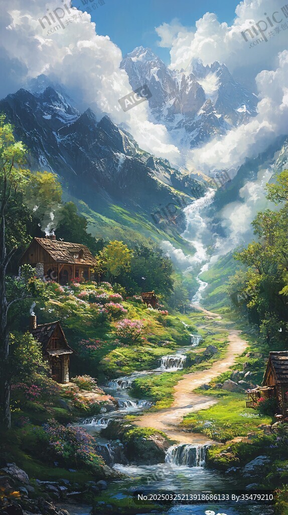 山间幽居美景