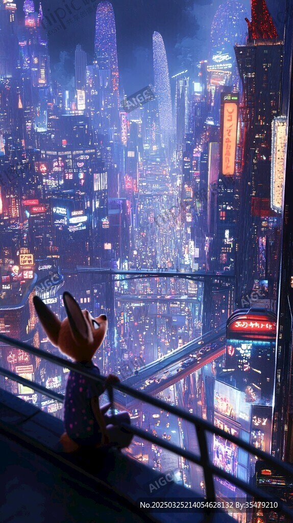 未来都市中的神秘手势