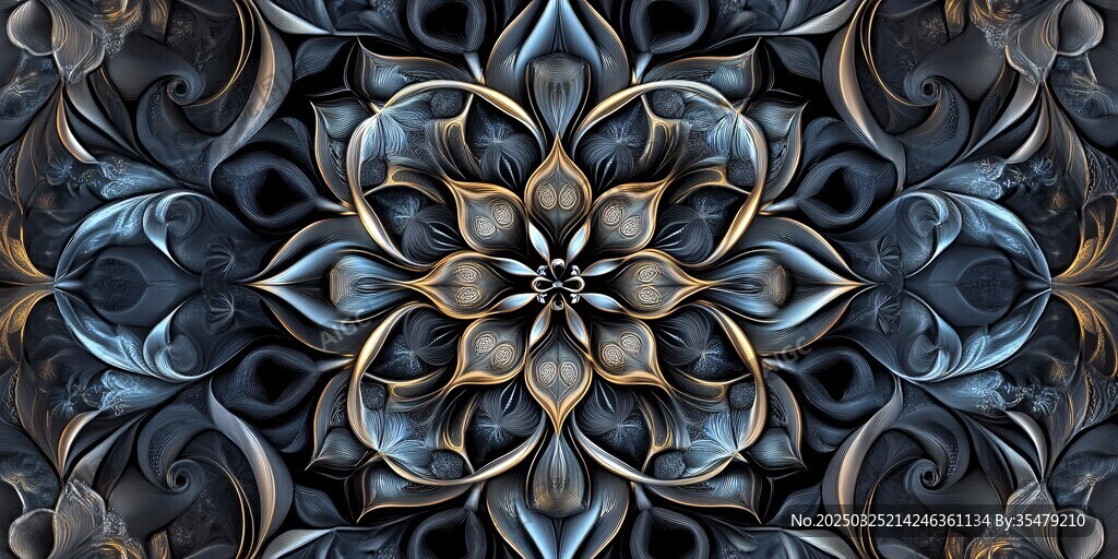 梦幻蓝色立体花纹图案